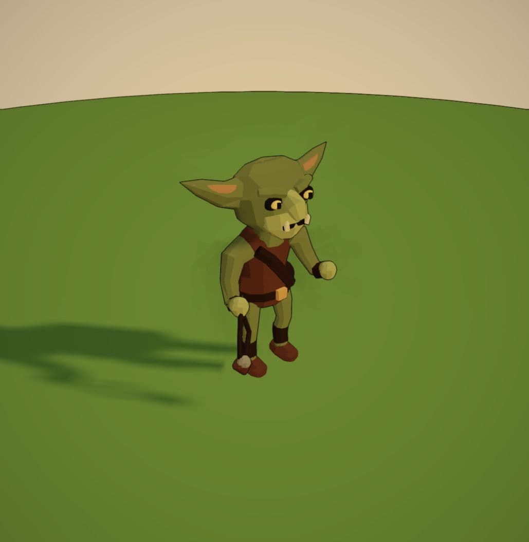 Goblin after the update, shown in the same three-quarter view. A wiry frame, oversized ears, and scavenged gear give this small troublemaker a sharper outline.
