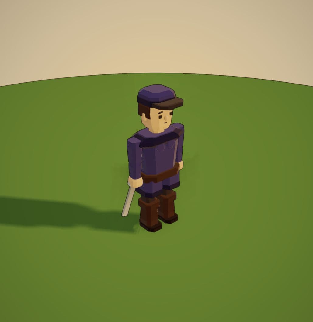 The updated hero in a purple tunic and cap, holding a sword.