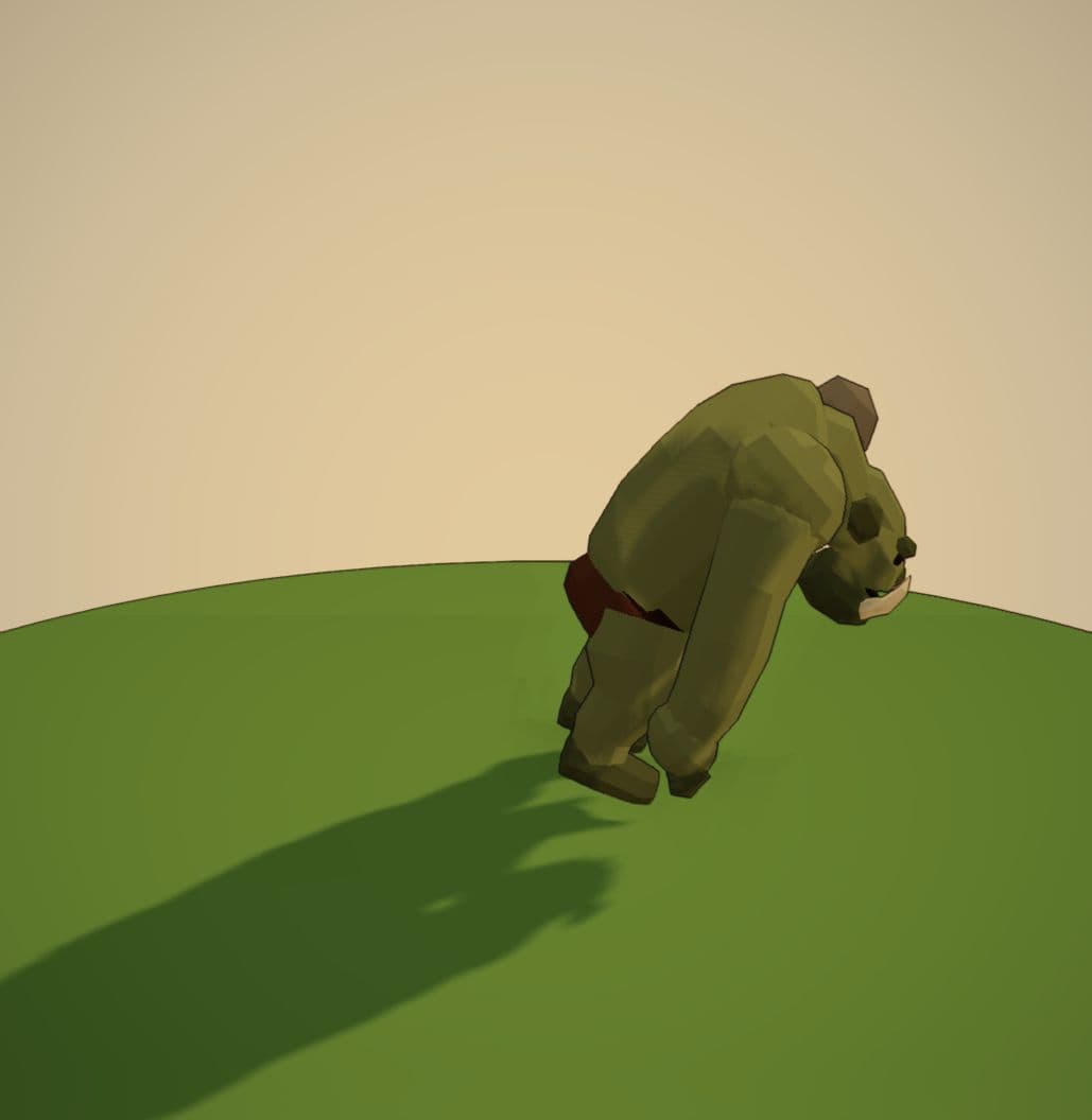 The updated troll leaning into a captured attack contact pose with its stone club.