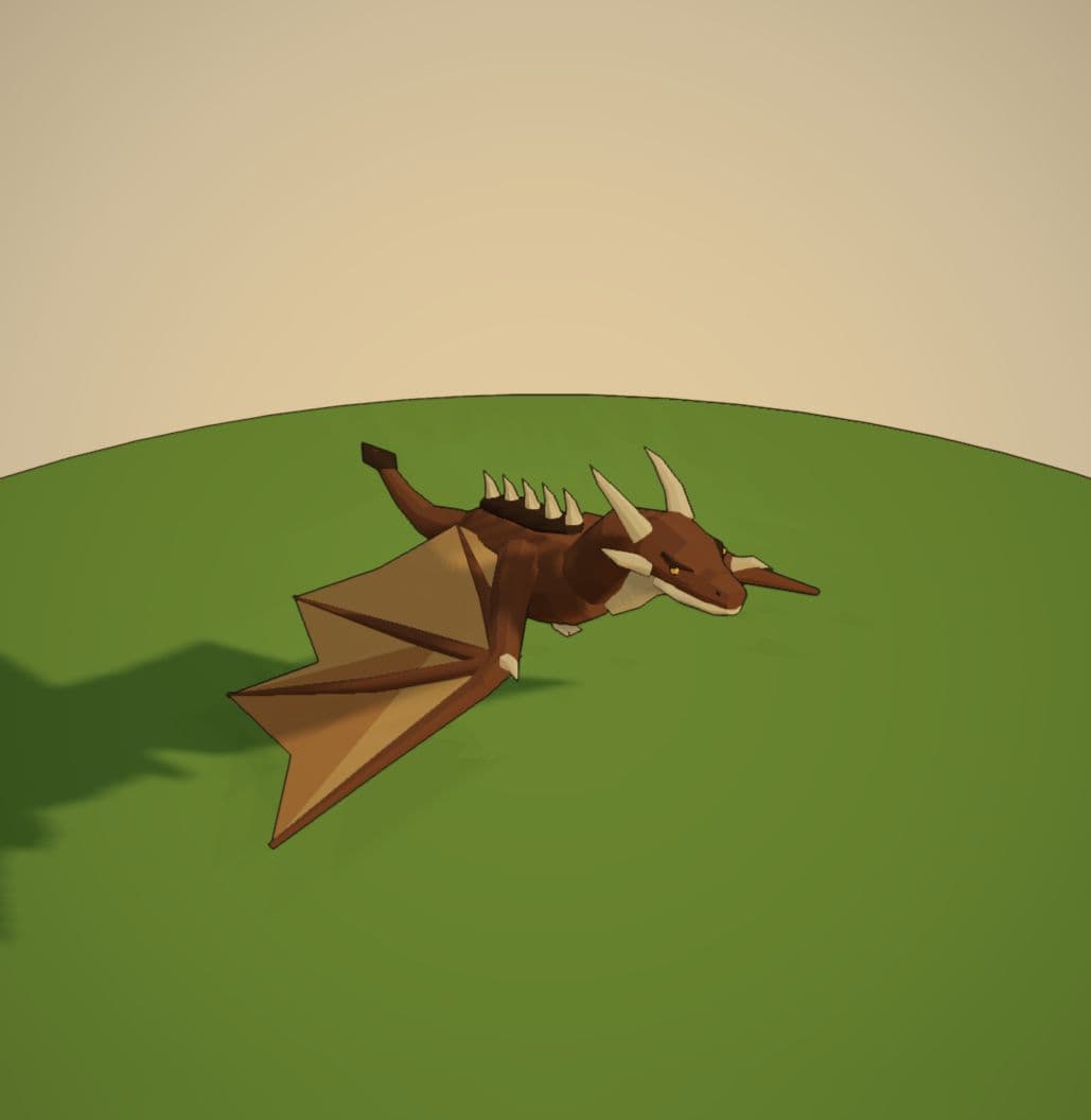Wyvern after the update, shown in the same three-quarter view. Broad shaped wings and a lean, pointed body give this airborne hunter a more distinctive outline.